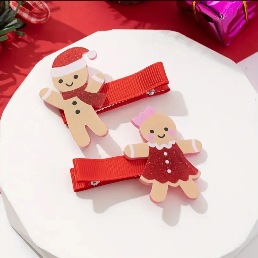 (2) Gingerbread Hair Clips New